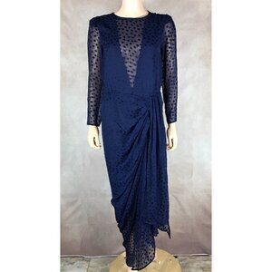 Blue Polka Dot Illusion Maxi Dress NWT M